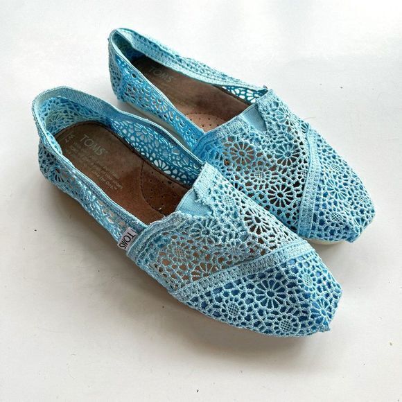 TOMS Blue Moroccan Crochet Alpargata Flats Slip On Womens Size 7 Classic…‎ - Picture 1 of 6